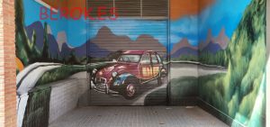 graffiti parking paisaje coche